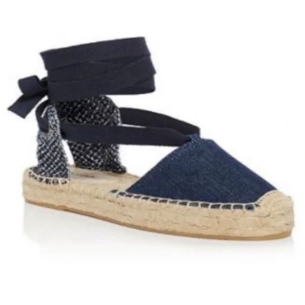 Soludos Amalia Navy Denim Flat Espadrilles Sz 7‎